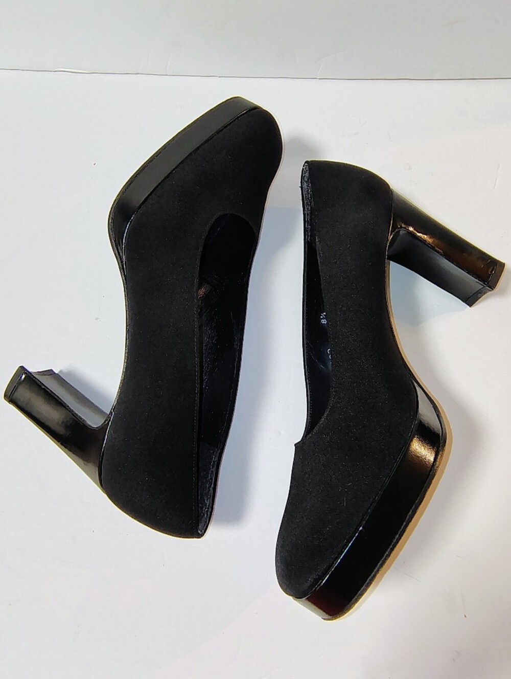 Stuart Weitzman Russell & Bromley Black Suede Leather Platform High Heel Pumps - Picture 6 of 9